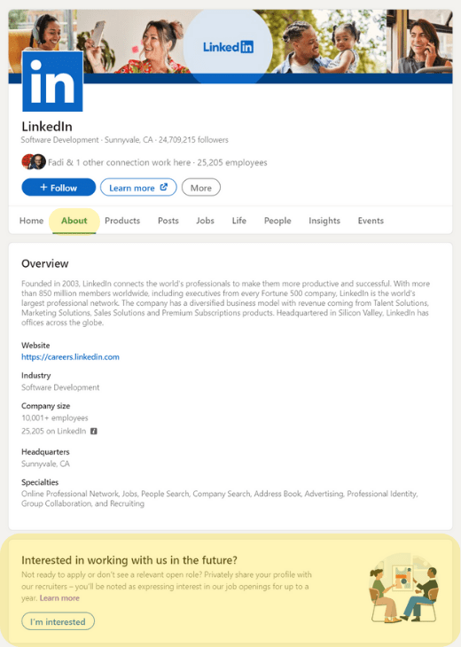New Linkedin Feature To Boost Your Job Search - You can find it in the About tab on a company page