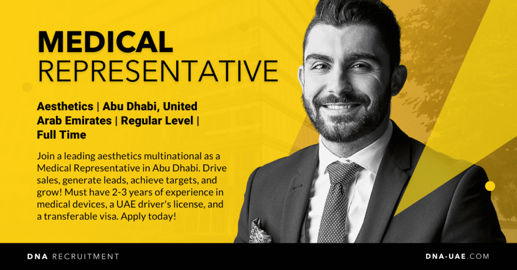 Ambitious Medical Representative wanted in Abu Dhabi for a leading aesthetics multinational. Drive sales, generate leads, and advance your career. Apply now!