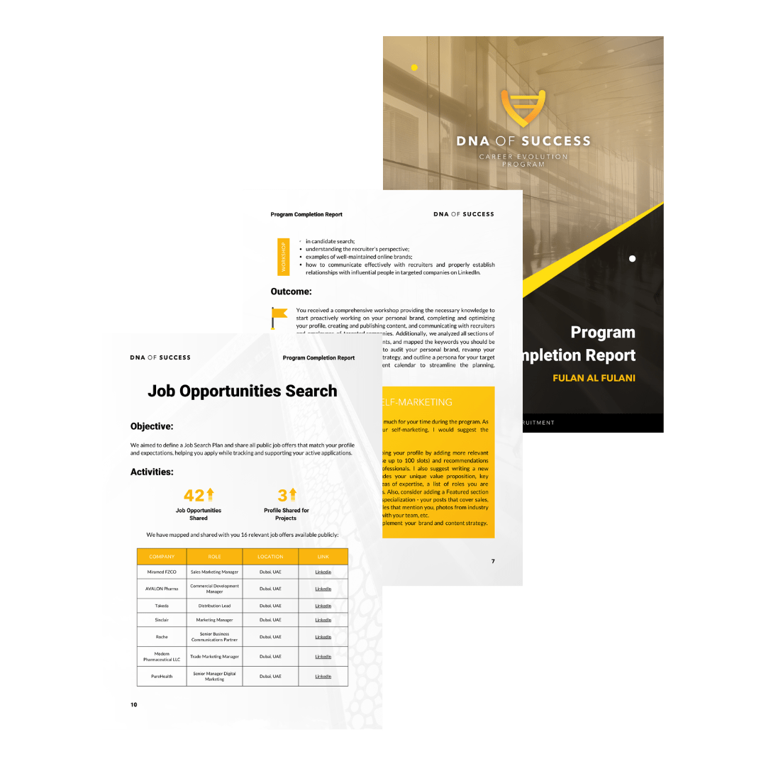 Program Completion Report - DNA of Success - Career Evolution Program Program Completion Report - DNA of Success - Career Evolution Program